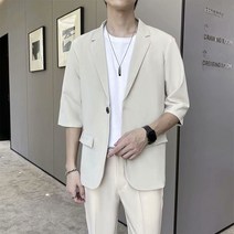 남자 반팔 아우터 7부 마이 블레이저 여름 자켓 남성 오피스룩 가을 시원한 오버핏 하객룩 정장