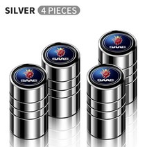 자동차 로고 스타일 알루미늄 합금 라운드 밸브 금속 부품 SAAB SCANIA 9-3 93 9-5 9 3 9000 5 엠블럼 스타일링 4 피스, [01] silver