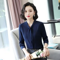 Dushicolorful 여성용 블라우스 긴 소매 화이트 블루 우아한 나비 넥타이 오피스 레이디 작업복 셔츠 정장 탑스 플러스 사이즈 4xl