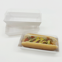 [포장대장] 화이트 샌드위치 도시락 뚜껑세트 26호 50개 165*60*35mm 샌드위치도시락 이중트레이 크로플용기, 샌드위치용기 JP-31 (직사각/WH)