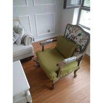 미국 거실 패브릭 가죽 앤틱 소파 유럽 침실 의자 프랑스 클래식 쇼파 1인용, . + AU.녹색