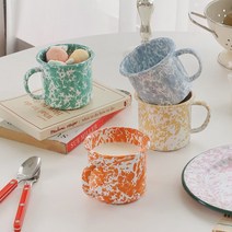 하코야 법랑 머그 컵 캠핑 홈카페, 오렌지