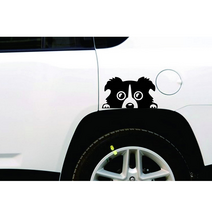 1+1 전차종부착 강아지 투명 스티커 흠집커버 자동차 차스티커, 1개, 검정