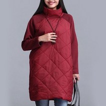 누비 누빔 원피스 터틀넥 패딩 롱 코트 드레스 여성용아우터웨어겨울