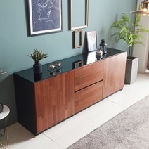 리미츠 멀바우 원목 1800 흑경상판 높은거실장, 오픈형