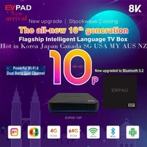 정품 2023 최신 PK evpad svicloud P5/P5PRO 안드로이드 8K TV 박스 음성 제어 캐나다 미국 KR JP SG 해외 중국, 18.Eu 플러그 - Evpad 10P with MX3