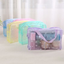 메쉬 투명 미니 PVC 파우치 핑크