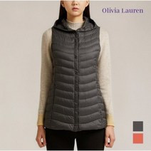 올리비아로렌 / 후드 경량 베스트 VOBKDWW9281 / 애플아울렛 ( 챠콜그레이 핑크 )