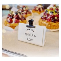 착한배너 미니 철재 메모꽂이 가격표 거치대 명함홀더 네임텍 POP 스탠드 클립 베이커리 진열대 빵집 쇼클립 매장 안내판 소형메뉴판 테이블배너, A타입(초코)-세로형(6.5cm x 9.5cm), 선택안함