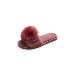 털신발 여성 솜털 슬리퍼 2021 여성용 모피 볼 플립 플롭 미끄럼 방지 실내 플러시