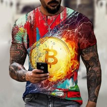 기념주화 비트코인선물 모형소품폭발적인 2022 봄과 여름 새로운 반팔 Bitcoin 3D 인쇄 된 t-셔츠 거리 동, 08 dyp-2287_03 S