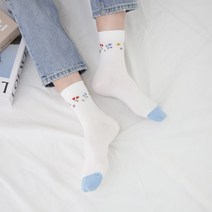 개미양말 빈티지 플라워 패턴 여자 중목 양말