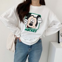까꿍미키 맨투맨티셔츠)디즈니정품 미키마우스티셔츠 프린트 프린팅 나염 캐릭터 그림 미키마우스티 박스티 미키얼굴 미키나염