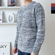남자 라운드 보카시 니트 남성상의