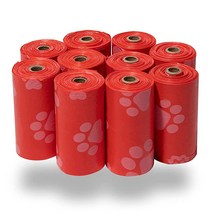 Best Pet Supplies 강아지 배변 봉투 찢어짐 방지 강아지 쓰레기 봉투 리필 d2w 수명 제어 플라스틱 기술, 15 Count (Pack of 10)_Red