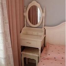공주 주니어화장대 틈새 슬림 엔틱 화장대 화이트 입식미니화장대 400 500 600, 집회, 8010 드레서 + 버터플라이 체어 아이보리