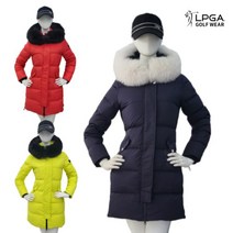 LPGA 골프 여성 보온 폭스 퍼 구스 다운 롱 패딩 점퍼 DW712P