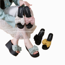 9cm 통굽 여성 플랫폼 샌들 미용실 웨지 리본 슬리퍼 작은발 빅사이즈 220~265 신발