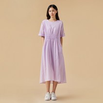 [JAJU/자주] 사각사각 코튼 스트링 반팔 원피스_피치