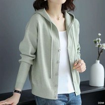 프리티글라라 여성 니트 후드 가디건 데일리 카디건 hg-202