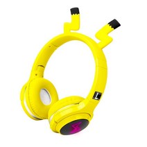 LYiq 귀여운 키즈 블루투스 5.0 헤드셋 7 색 LED 헤드폰 지원 SD 카드 지원, Yellow