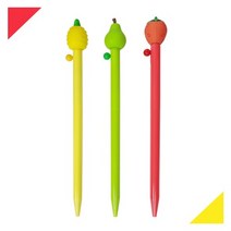 [마치]과일니들노크펜 0.7mm 파인애플볼펜 사과볼펜 딸기볼펜, 10개입, 연두배