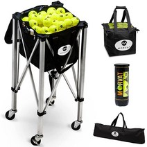 Morvat 튼튼한 프로 테니스 볼 카트 개의 공 보관 연습 호퍼 피클볼 컴팩트하고 가벼움 휴대폰 지퍼 포켓 쉬운 가방 제거 휴대용 [미국 직배송]