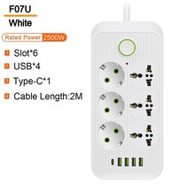 AC전원콘센트 멀티 프라이즈 EU 플러그 소켓 전원 스트립 USB 연장 코드 스마트 홈 네트워크 필터 과부하, [01] Eu 플매트 카펫 러그, [09] F07U-White