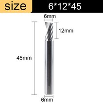 Vsharp CNC 조각 라우터 비트 플랫 코 엔드 밀 2 두 피리 나선형 Upcut 밀링 커터 도구 초경 나무 MDF PVC, 21 6x12x45, 03 10pcs