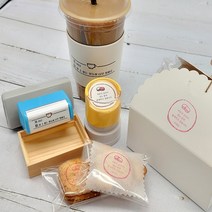 퍼니맨 SCUP 컵홀더(사각) 번짐없이 빨리 마르는 속건 스탬프 카페 도장 커피 주문제작 로고 의류 봉투 쇼핑백, 속건검정잉크, (5378)블루케이스