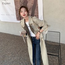 여성 더블 트랜치코트 롱 봄 가을 오피스룩 입학식 벨티드 루즈핏 자켓