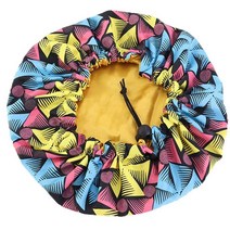 어린이 부드러운 새틴 보닛 야간 수면 캡 캡 이중 레이어 가역 조절 가능한 꽃 프린트 수면 터번 모자 머리 랩