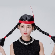 인디언여자가발 양갈래머리 파티소품 할로윈용품, 뉴 인디언여자가발