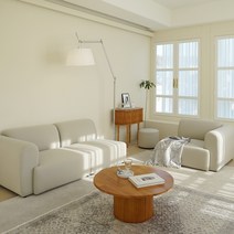 마루이 무토 내맘대로 모듈형 이지클린 아쿠아패브릭 소파, 모듈F-원형 스툴