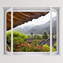 꾸밈 cu262-숲속의한옥창문그림액자(중형) 액자, G타입-모던블랙