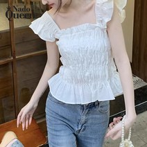 나도퀸 플라잉 스퀘어넥 프릴 밴딩 민소매 블라우스***판매자 퀸앤조이***
