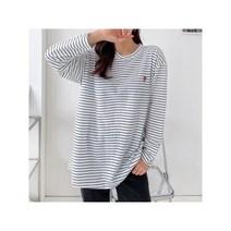 [캣츠원피스] 데일리 면 스트라이프 긴팔 롱티 1장 1장
