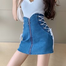 디에프 사이드스트랩 A라인 스커트 미니스커트 여성치마 여름치마