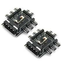 네트워크 허브 공유기 2Pcs 1 ~ 8 웨이 스플리터 쿨러 냉각 팬 허브 3 핀 12V 속도 컨트롤러 조정기 PC 컴, [01] black