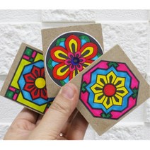 초등 놀이 전통문양 스티커 우드 비석치기 만들기 5인 저학년 미술재료 실습 꾸미기 창작