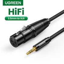 UGREEN XLR to 3.5mm 마이크 오디오 HiFi 케이블 Female Mini Jack 캠코더 용 Aux Mic 코드 DSLR 입문용 컴, 01 XLR to 3.5mm_02 2m
