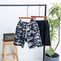 빈티지 밴딩 카모 쭈리 데끼 밑단컷팅 반바지
