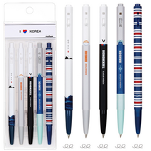 호아프_ [2개묶음] 고급스러운 문화 캠퍼스 아이러브코리아 볼펜 5개입 세트 독도 김치 태권도 한복 태극기 디자인 기념품 외국인 학생 단체 선물, 2개