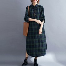 L.ONLINE SHOP4050대 미시룩 중년여성 빅사이즈 체크 롱 셔츠원피스 원피스 하객룩 트위드원피스 쉬폰원피스 뷔스티에원피스