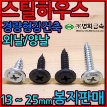 스틸하우스용 태핑 나사 직결 피스 대와샤 외날 스크류 스틸하우스 경량형강철골 건축 나사못, 2-1 PW #10 양날백색, 4.8*25mm-500개
