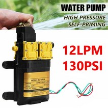 1pcs 12lpm 캐러밴 dc 12v 130psi 더블 헤드 다이어프램 워터 펌프, 검은색