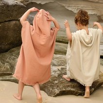 라비베베 유아 비치가운 아기 어린이 목욕가운 판초타월, 카멜, 카멜