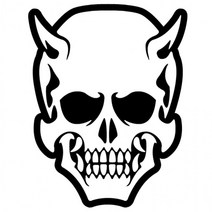 ONI SKULL 오니 해골 스티커 (낱개 1개) 차량 데칼 반사스티커, 옐로우