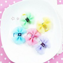 얼굴털 고정 리본 애견 머리끈 대량 5개 착용감 말티즈 비숑 삔 셀프미용 노령견 핀, 그린