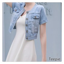 티피/Teepie데님 스몰 케이프 미니 코트 여 여름 쇼트 썸머 반팔에 카디건을 걸친 얇은 상의에 스몰 민소매